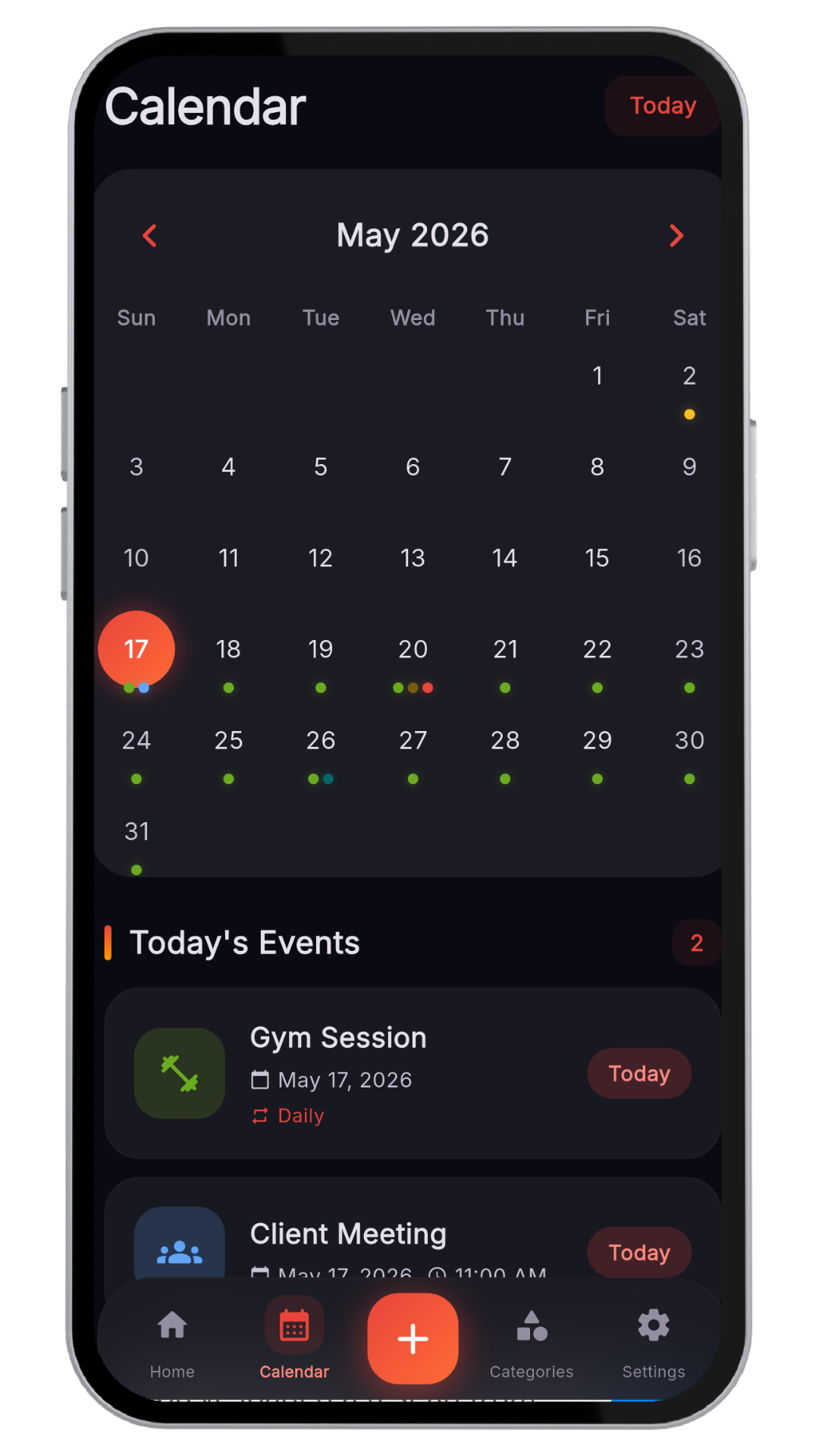 DearDates Calendar View