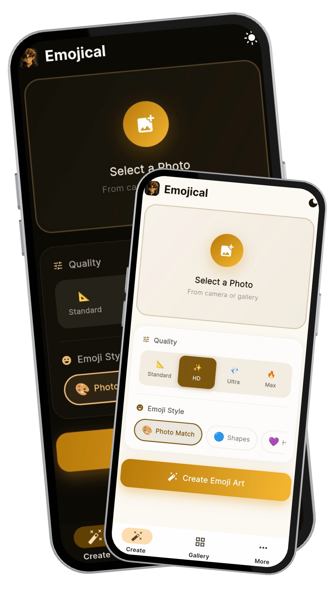 Emojical dark and light mode